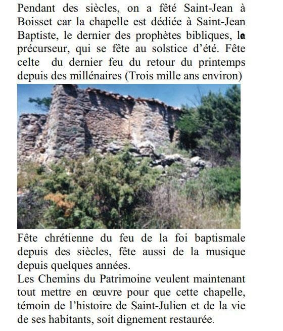 Extrait Racines n°2 - Chapelle de Boisset - Michel Courchet - Saint-Julien-le-Montagnier