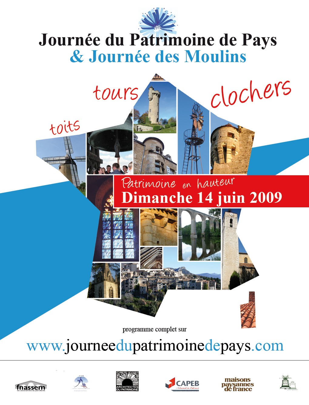 Affiche Journée du Patrimoine de Pays & Journée des Moulins 2009, Patrimoine en hauteur - Les Chemins du Patrimoine -
Saint-Julien-le-Montagnier