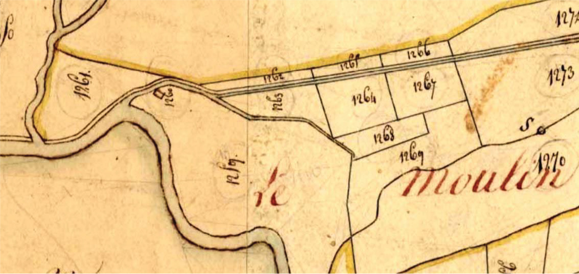 Plan cadastral napoléonien, lieu-dit Le Moulin - Michel Courchet - Saint-Julien-le-Montagnier