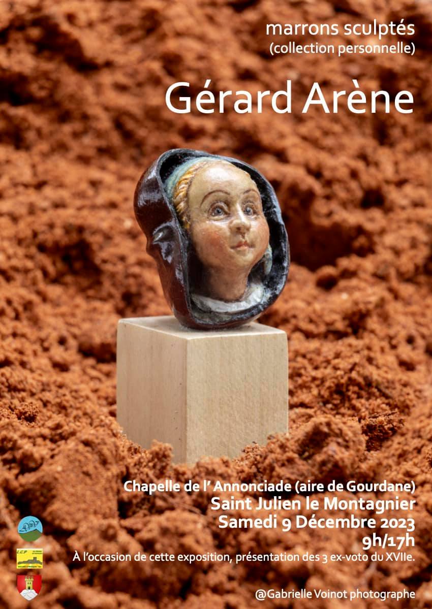 Affiche exposition Gérard Arène le 9 décembre 2023 - Saint-Julien-le-Montagnier - Les Chemins du Patrimoine