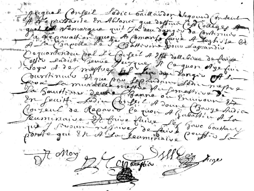Extrait registre de 1677 - Chapelle Sainte Catherine - Michel Courchet - Saint-Julien-le-Montagnier